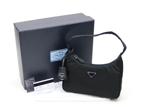 未使用 展示品 プラダ PRADA Re-Edition 2000 ハンド バッグ ナイロン ブラック ネロ 1NE515 VLP 90204777